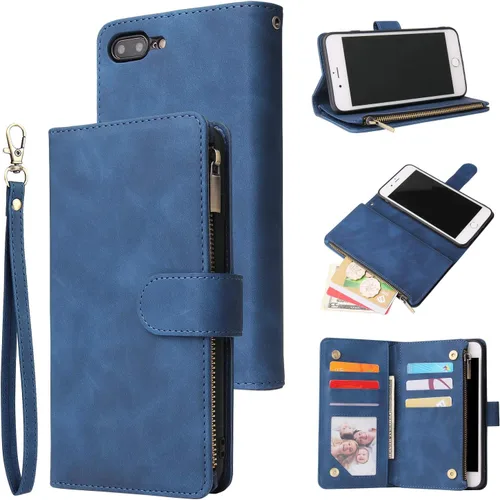 Miniatura 12 de UEEBAI - Cartera clásica de cuero sintético con cierre magnético, funda de iPhone con cierre