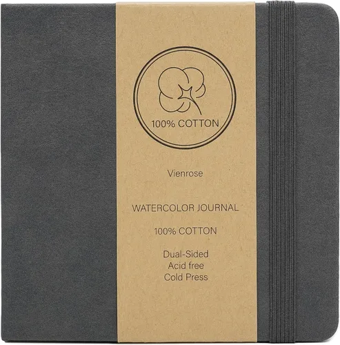 Miniatura 10 de Vienrose Cuaderno de bocetos de acuarela, diario de acuarela de 5.5"x5.5" con 24 hojas, 48 páginas, 140 LB (300 GSM), papel de acuarela de algodón