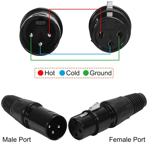 Miniatura 2 de DIANN 10pcs 3 Pin XLR Audio Jack Micrófono Conector - 5 Macho y 5 Hembra XLR Conectores