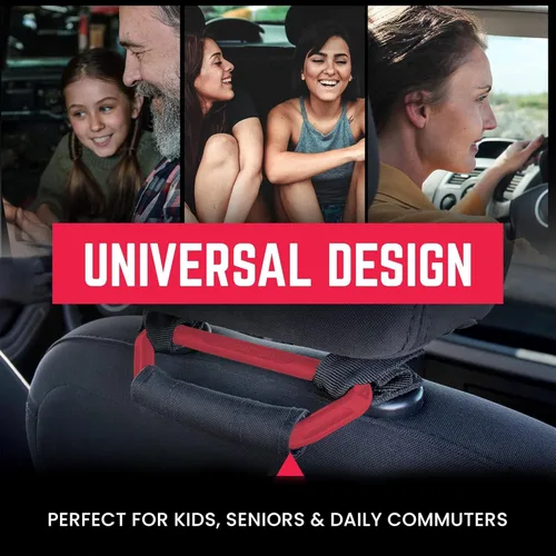 Miniatura 2 de GPCA GP BackGrip Lite - Asa para reposacabezas para automóviles, Jeeps, camiones y más, asas de agarre para asiento trasero y empuñaduras, Rojo