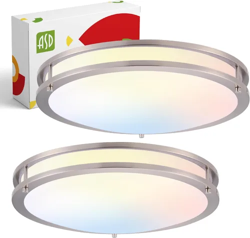 Miniatura 56 de ASD Lámpara LED de techo de montaje empotrado de 18 pulgadas, interruptor de 28 W, 100-277 V, 2750 lúmenes, 3000 K/4000 K/5000 K, regulable, Níquel