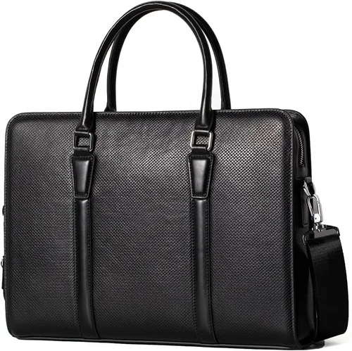 Maletines de cuero genuino de 14 pulgadas para hombres bolsa de ordenador portátil con cerradura bolsa de mensajero de negocios