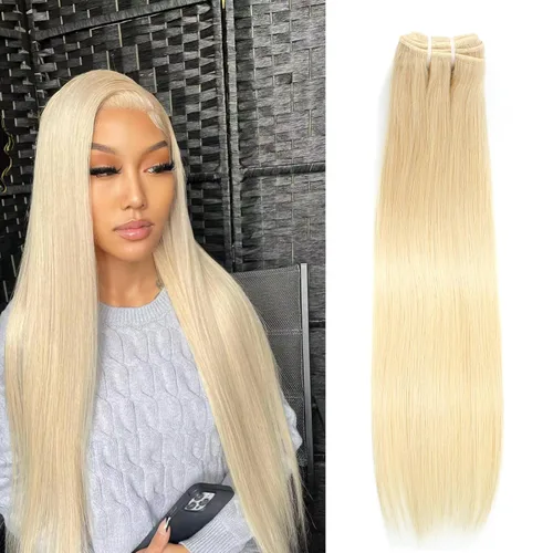 Miniatura 8 de 613 paquetes de cabello humano de 10 pulgadas, grado 12A, 100% sin procesar, rubio virgen brasileño 613, extensiones de cabello humano para mujeres