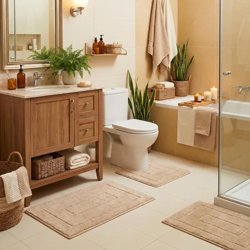 Miniatura 18 de GRANNY SAYS Juego de 2 alfombras de baño suaves para baño, alfombras de baño antideslizantes y lavables, alfombras de baño absorbentes para bañera