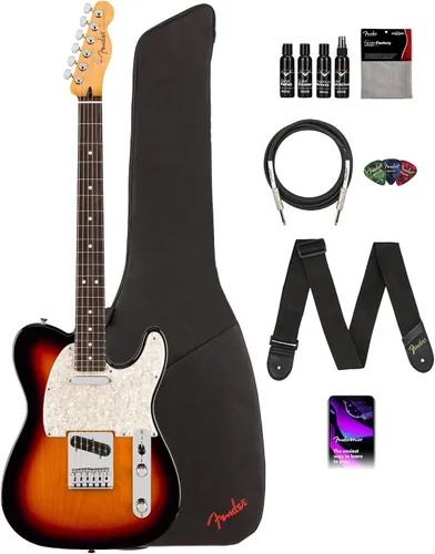Fender Player II Modified Telecaster - Paquete de ráfaga de 3 tonos con estuche, correa, cable, juego de púas de 3 piezas y kit de limpieza de