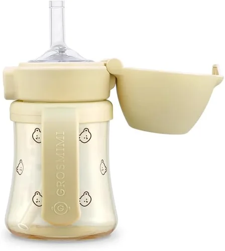 Miniatura 13 de GROSMIMI x KNOTTED Vaso con Tapa Abatible para Sorber a Prueba de Derrames, PPSU, sin BPA, popote de etapa 2 para niños pequeños (Sonrisa 6 onzas)