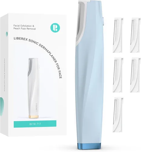 Herramienta de Dermaplaning Sónica para el Rostro - Rasuradora Dermaplane Recargable con 6 Cuchillas de Repuesto Dermablades, Removedor de Vello