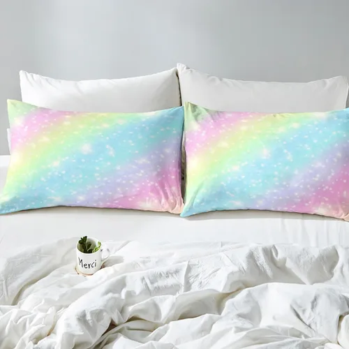 Miniatura 5 de Erosebridal Juego de ropa de cama arcoíris para niñas, niños y adolescentes, juego de sábanas de teñido anudado pastel, tamaño King, juego