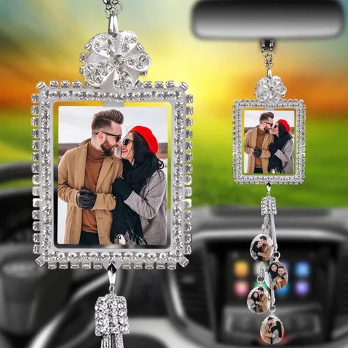 Miniatura 17 de Colgante de coche personalizado con foto, accesorios personalizados para coche, decoración cubo colgante