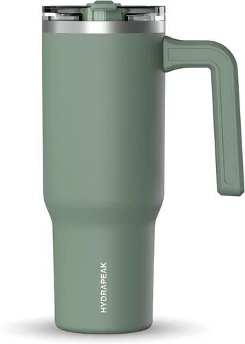 Miniatura 41 de Hydrapeak Voyager Vaso de 40 oz con Asa y Tapa con Pajita Botella de Agua Reutilizable de Acero Inoxidable Taza de Viaje Compatible con Portavasos
