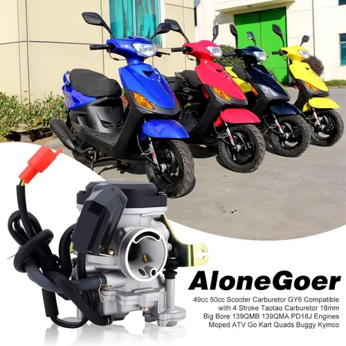 Miniatura 2 de Carburador 49cc 50cc para Scooter GY6 Compatible con Ciclomotor Taotao de 4 Tiempos Carburador 18mm de Gran Calibre 139QMB 139QMA PD18J Motores