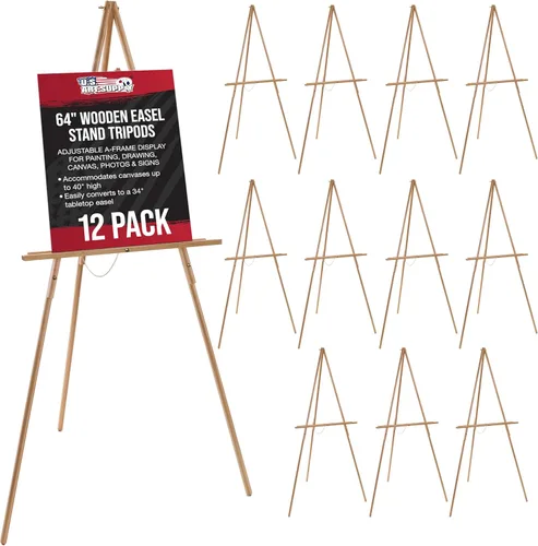 Miniatura 8 de US Art Supply Torrey caballete con trípode de madera, 64 pulgadas de alto x 27.5 pulgadas de ancho, para artista, con cadena ajustable (1 caballete)