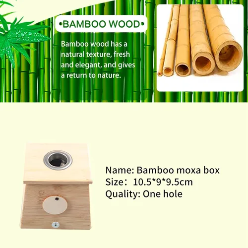 Miniatura 5 de Caja de madera de un agujero para la terapia Moxa Moxibustión