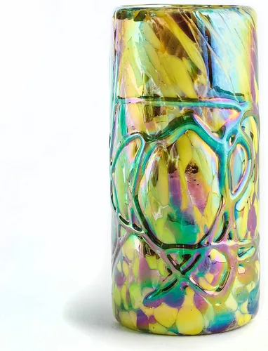 Miniatura 5 de Juego de vasos de tequila mexicanos especiales, soplados a mano con color y textura únicas de 4 piezas - Confeti (Brillo dorado)