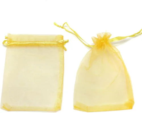 Miniatura 3 de 50 bolsas de organza doradas de 4 x 6 pulgadas con cordón, bolsas de malla para joyería, bolsas de regalo para Baby Shower, favores de boda, dulces