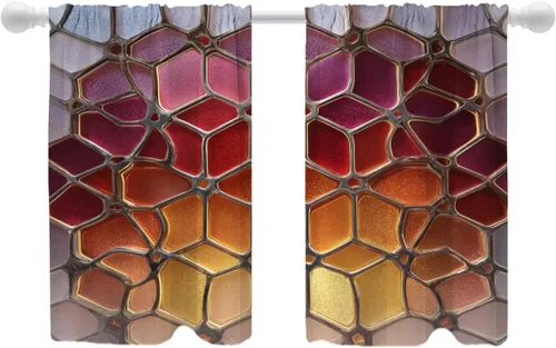 Miniatura 47 de Shrahala Abstract Pattern Geometric Blackout Window Curtains, Concentric Squares Thermal Insulated Curtains Grommet Long Drapes for Bedroom,Living