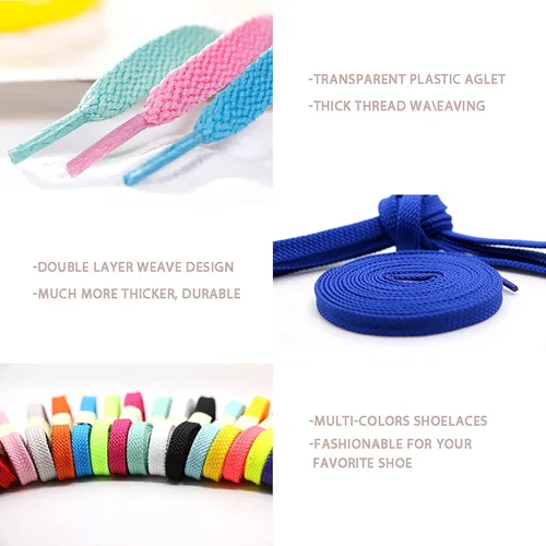 Miniatura 5 de VSUDO Cordones planos de doble capa para zapatillas de deporte, cordones planos gruesos de los zapatos de las zapatillas