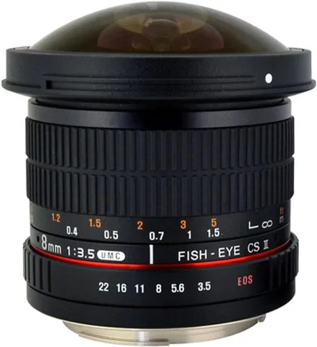 Miniatura 3 de Rokinon HD8M-C - lente de ojo de pez con capucha desmontable, 8 mm f/3.5 HD para Canon DSLR 8-8mm, lente fijo sin zoom, negro
