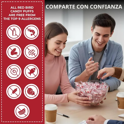 Miniatura 5 de Red Bird caramelos de menta blandos en puffs, caramelos de Navidad envueltos individualmente, perfectos para regalos de calcetín, tubo de 52 oz