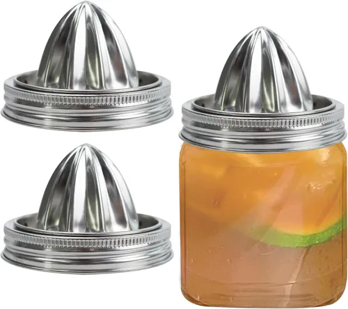 Miniatura 6 de Tapa de exprimidor de acero inoxidable para frascos de masón, exprimidor manual para limón y naranja, exprimidor de cítricos para tarros Mason