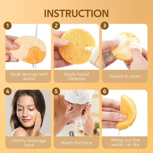 Miniatura 3 de GAINWELL Esponjas faciales comprimidas de 100 piezas, limpieza, para uso personal de spa esteticista Amarillo