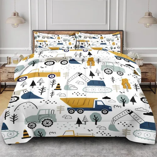 Miniatura 12 de Juego de edredón vintage con diseño de coche y león para niños, niños pequeños, adolescentes y adultos, tamaño individual, juego de ropa de cama