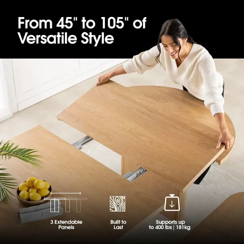 Miniatura 3 de Transformer Table - Mesa de comedor redonda extensible de madera maciza, mesa de comedor redonda extensible, muebles modernos que ahorran espacio