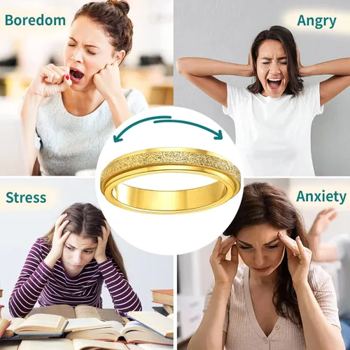 Miniatura 2 de Supcare Anillos antiestrés para mujer de 4/6/0.315 in para la ansiedad, anillo de pulgar con chorro de arena, regalo para mujeres, talla 7-14