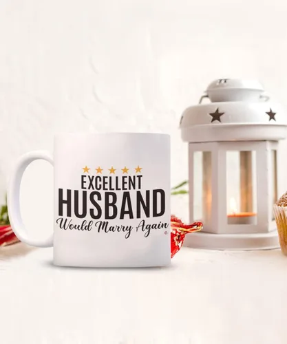 Miniatura 2 de ODDITEES Taza de café divertida con texto en inglés «Excellent Husband Would Marry Again», 11 onzas, color blanco