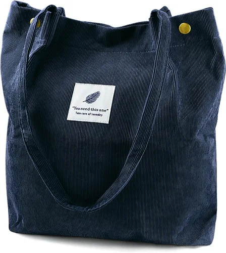 Miniatura 13 de Ayieyill - Bolsa de pana para mujer y niña, con correa de lona para colgar al hombro, bolsa con bolsillo
