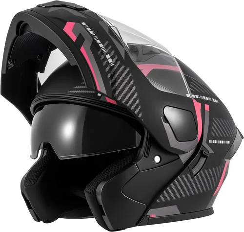 Miniatura 10 de Cascos de motocicleta modulares de cara completa, Casco de motocicleta de cara completa con certificación DOT, con visor abatible dual