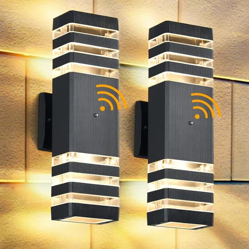 Miniatura 13 de DASTOR Lámpara de pared para exteriores del anochecer al amanecer, luz blanca cálida de 3000 K hacia arriba y hacia abajo, aplique de pared al aire