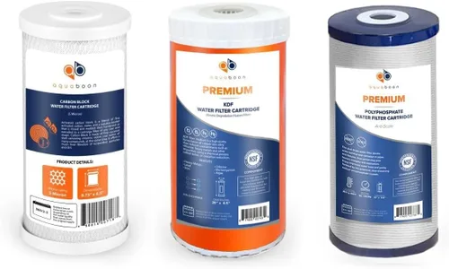 Miniatura 10 de Aquaboon Cartrige de reducción de cloro de 5 micrones, 10 x 4.5 de carbono, y 2 filtros de agua de reducción de sedimentos, repuesto para filtro