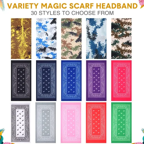 Miniatura 4 de Tarpop 30 unidades de polainas para el cuello, bufanda, banda elástica para la cabeza que absorbe el sudor para mujeres y hombres, deportes, yoga