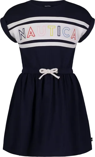 Nautica Vestido de manga corta para niña con cintura elástica ceñida, diseños y colores divertidos