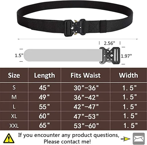 Miniatura 6 de MOZETO Tactical Belts for Men Military Style Work Hiking Riggers Web Gun Belt with Heavy Duty Quick Release Metal Buckle