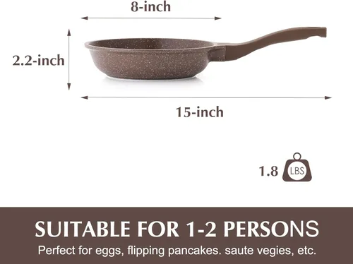 Miniatura 5 de SENSARTE - Sartén antiadherente para omelet, con revestimiento de granito, utensilios de cocina de piedra saludable, sartén de chef sin PFOA, marrón