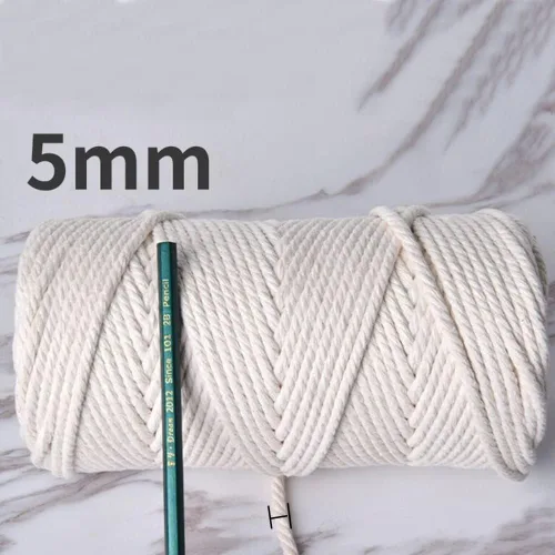 Miniatura 3 de Cuerda de algodón de macramé de 0.197 in x 164 pies para manualidades, joyería, decoración del hogar, envoltura de regalos