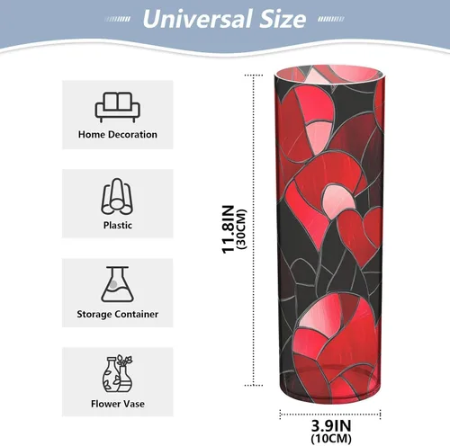 Miniatura 2 de Florero de plástico de San Valentín con forma de corazón de vitral, 11.8 x 3.9 pulgadas, jarrones decorativos para el hogar, mesa de cocina, centros