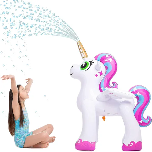 Miniatura 9 de JOYIN Rociador inflable de 48 pulgadas con diseño de unicornio, juguete inflable de agua para diversión al aire libre de verano, juguete de aspersor