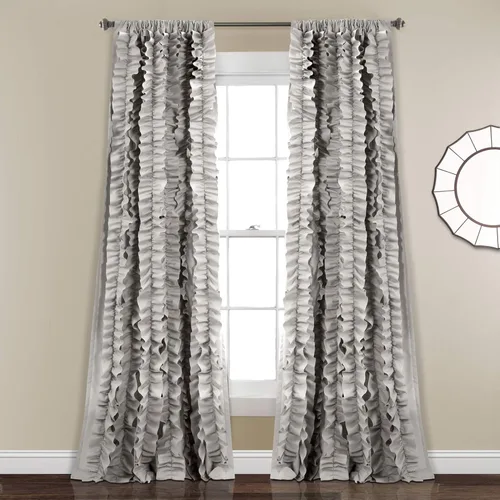 Lush Decor Belle Panel de Cortina de Ventana Estilo Vintage Chic para Sala de Estar, Comedor, Dormitorio (Cortina Individual), 54" An x 84" L, Gris