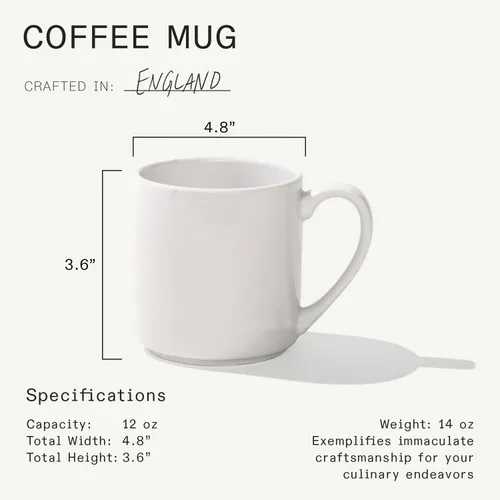 Miniatura 5 de Made In Utensilios de cocina – Juego de 4 tazas de café – 12 oz – Blanco – Porcelana – Fabricado en Inglaterra – Apto para lavavajillas y microondas