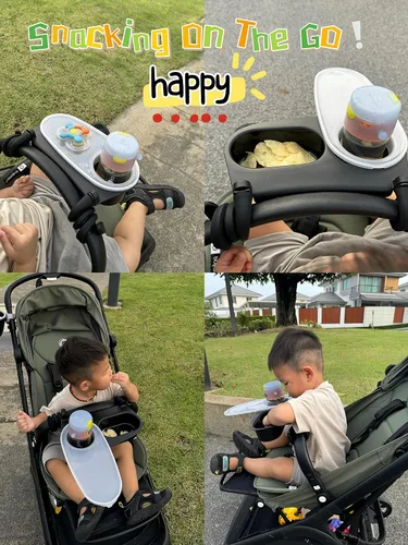 Miniatura 3 de Bandeja universal mejorada para refrigerios para cochecito compatible con Nuna Uppababy Bugaboo, bandeja portavasos, con brazos de silicona, barra