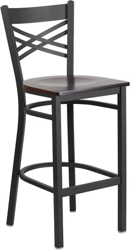 Miniatura 16 de Flash Furniture HERCULES Series Black ''X'' Back Metal Restaurant Barstool - Asiento de vinilo negro Asiento de vinilo negro/marco de metal negro