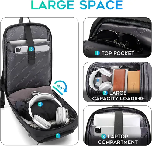Miniatura 4 de FUTURE AESTHEICS Mochila de portátil de negocios para hombres y mujeres, mochila de viaje inteligente de 15.6 pulgadas, resistente al agua, mochila