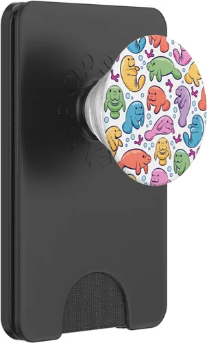 Miniatura 7 de Bonito patrón de manatí regalo para un amante de los manatíes mamíferos PopSockets agarre y soporte para teléfonos y tabletas, Negro
