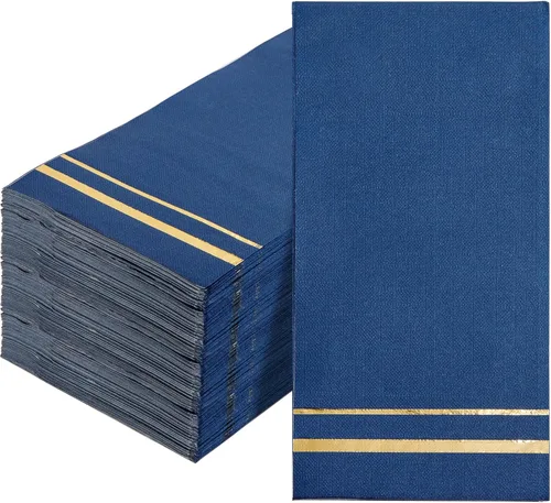BUCLA 100 servilletas desechables de 3 capas – Servilletas de papel azules desechables de alta calidad – Servilletas de cena desechables suaves y