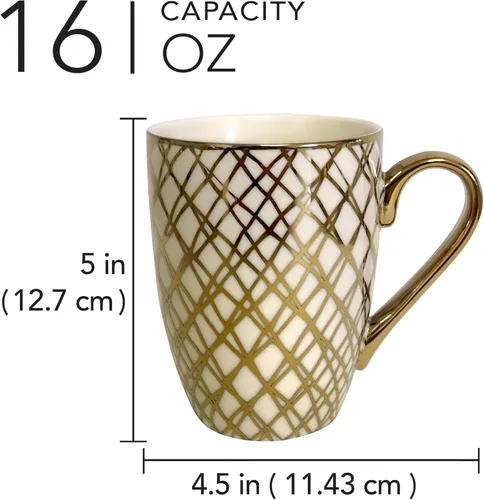Miniatura 6 de Juego de Tazas de Café y Té de Porcelana Matrix Gold – Porcelana Fina Premium con Elegante Acabado Chapado en Oro, Vajilla de Lujo para Comidas