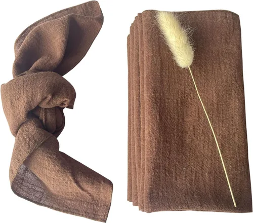 Miniatura 15 de Servilletas de tela de gasa de estopilla, paquete de 6 servilletas de 16 x 16 pulgadas, 100% algodón suave natural, para bodas, fiestas, familia