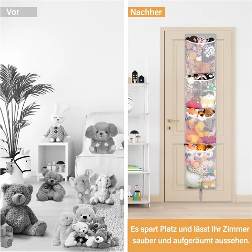 Miniatura 2 de Woodoulogy Almacenamiento de animales de peluche sobre la puerta, organizador de juguetes colgantes, muñeco de peluche y oso para bebé, idea